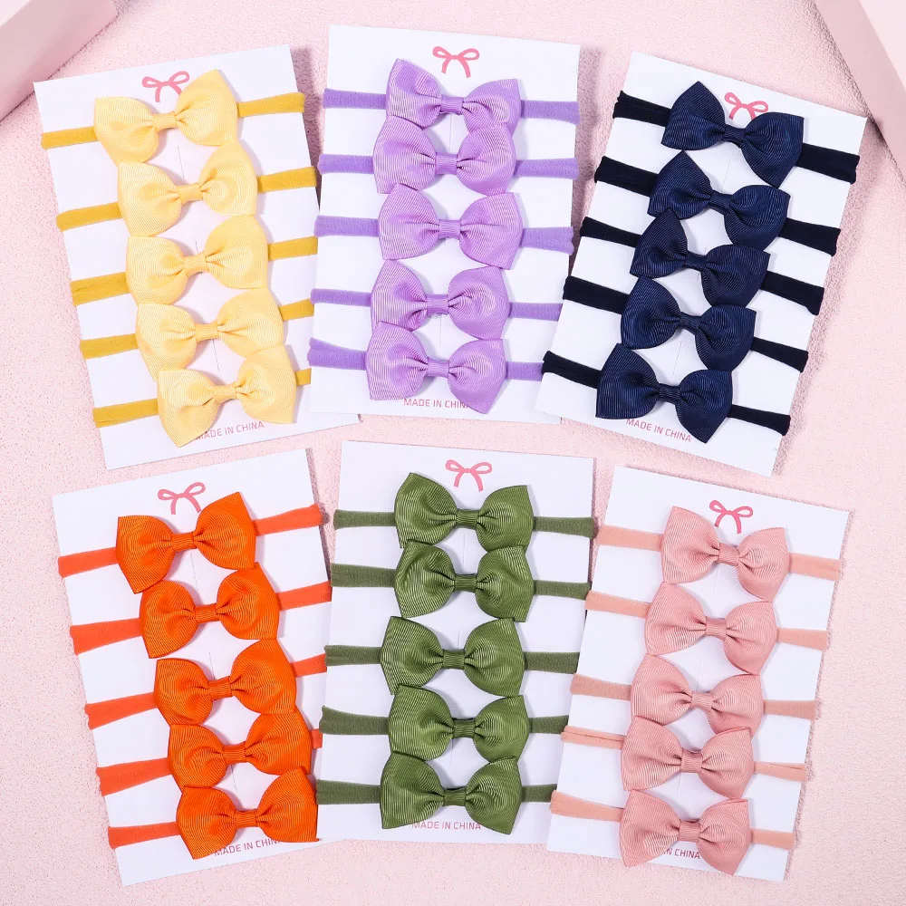 Baby Gear - 5 Teile/satz Mädchen Einfarbig Bowknot Stirnband