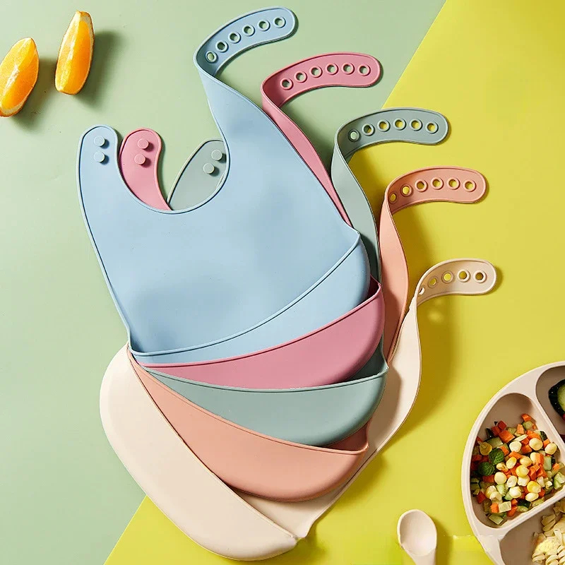 Waterproof Baby Bibs Silicone - 1-4 Stück Verstellbare Wasserdichte Baby-Lätzchen aus