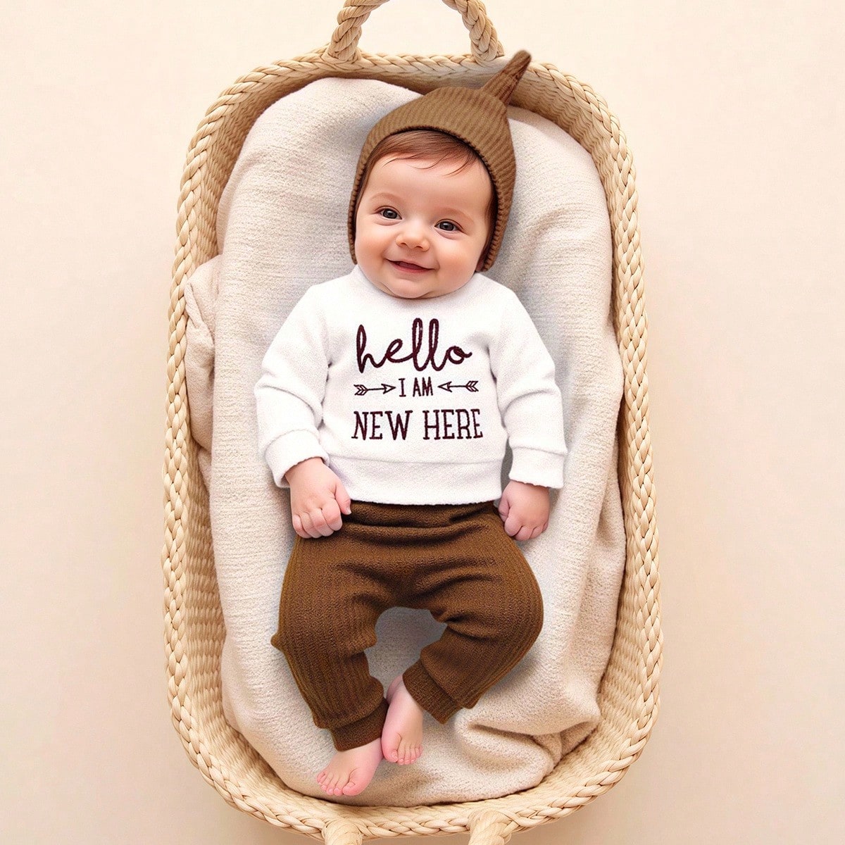 Infant Photography Props Outfit - 2-teiliges Set mit 'Hello' Stickerei Neugeborenen-Fotografie-Requisiten,
